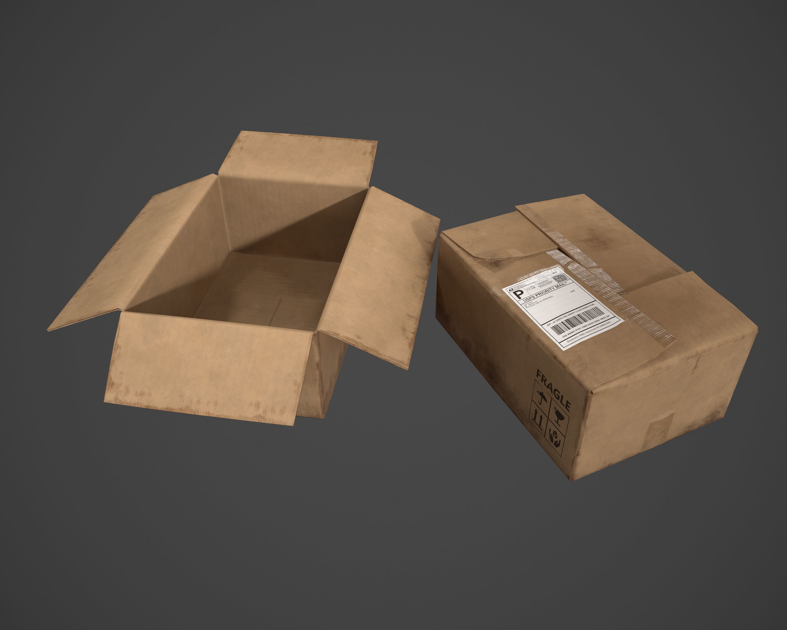 Carboard Box Low-poly 3D model_8