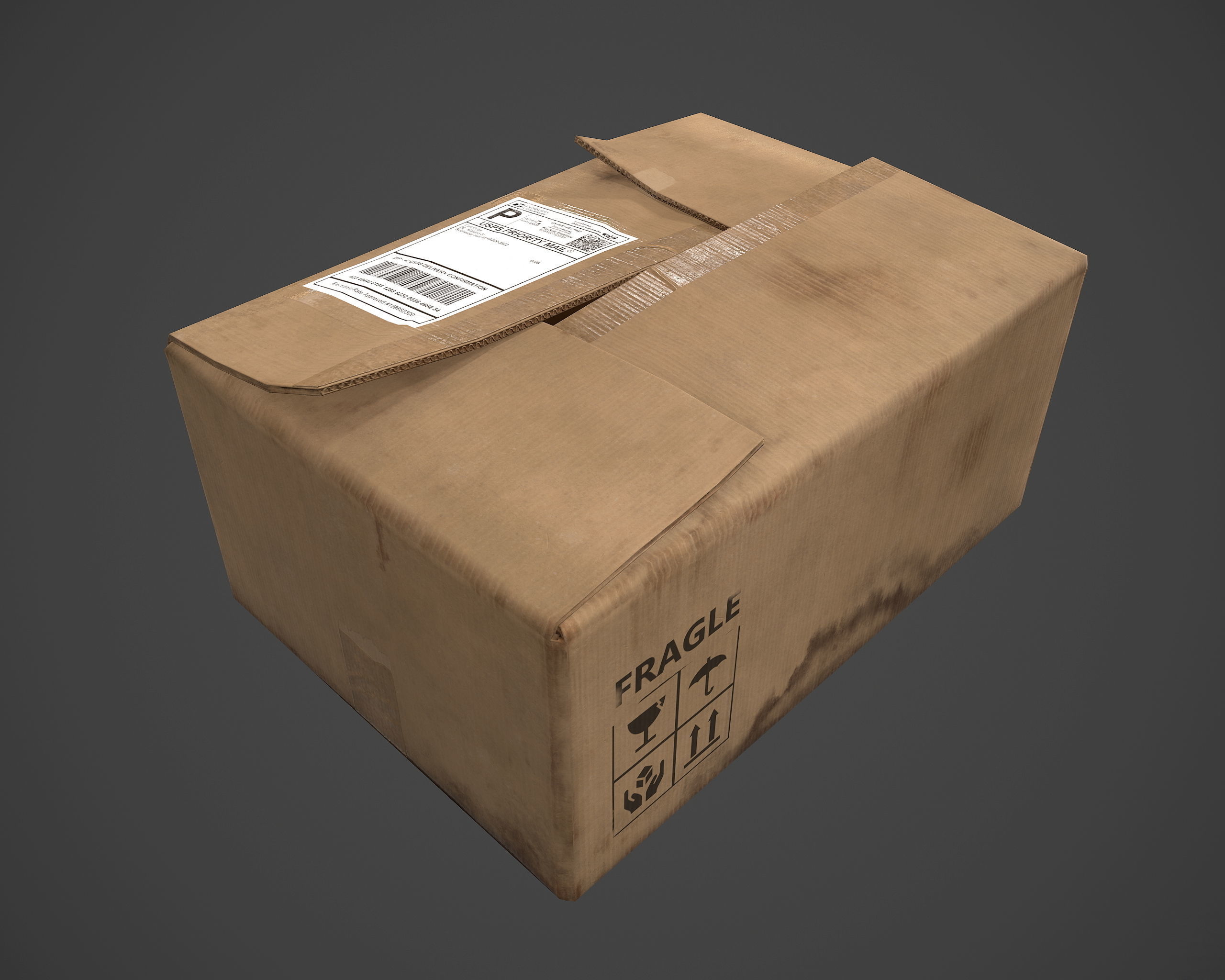 Carboard Box Low-poly 3D model_1