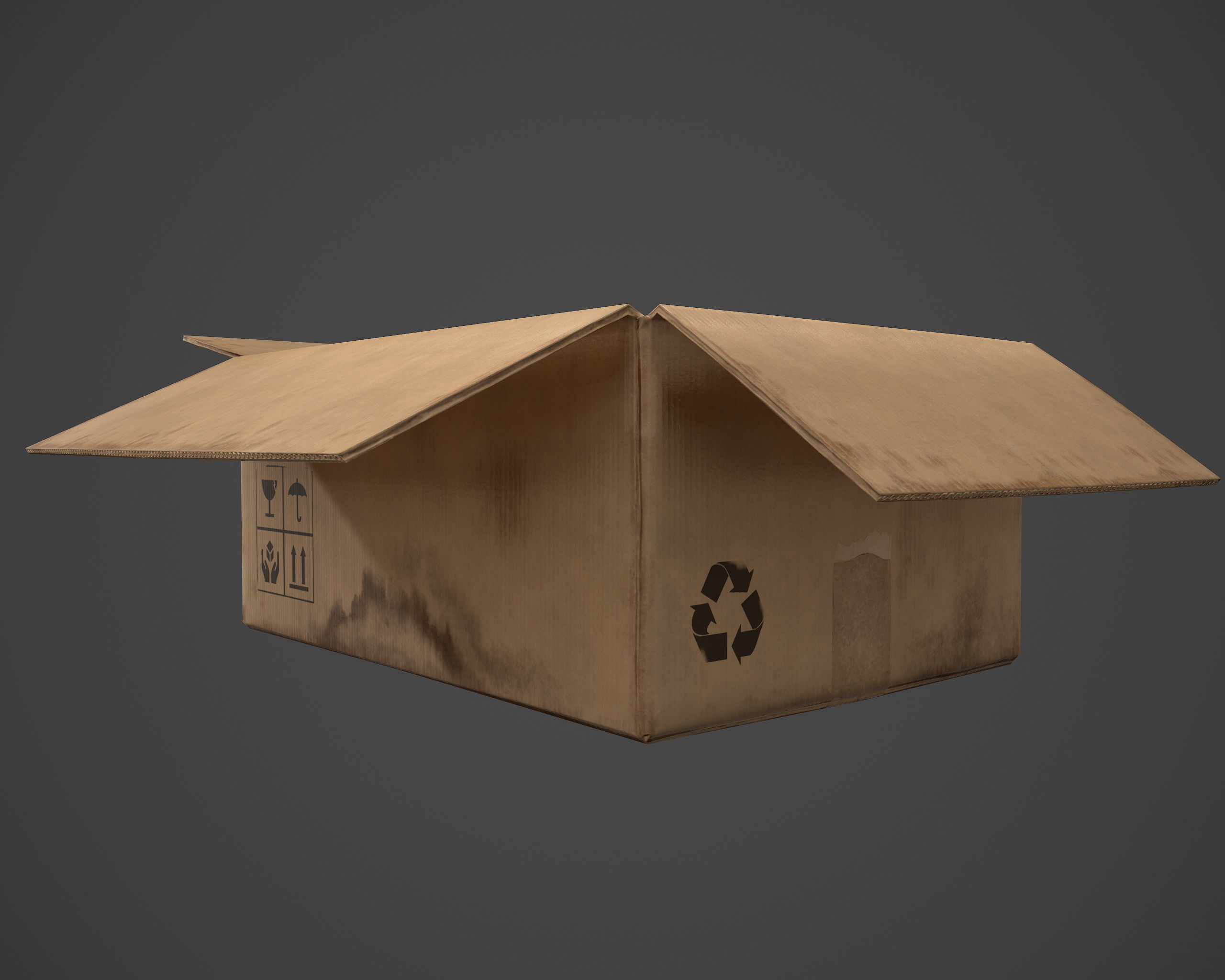 Carboard Box Low-poly 3D model_6