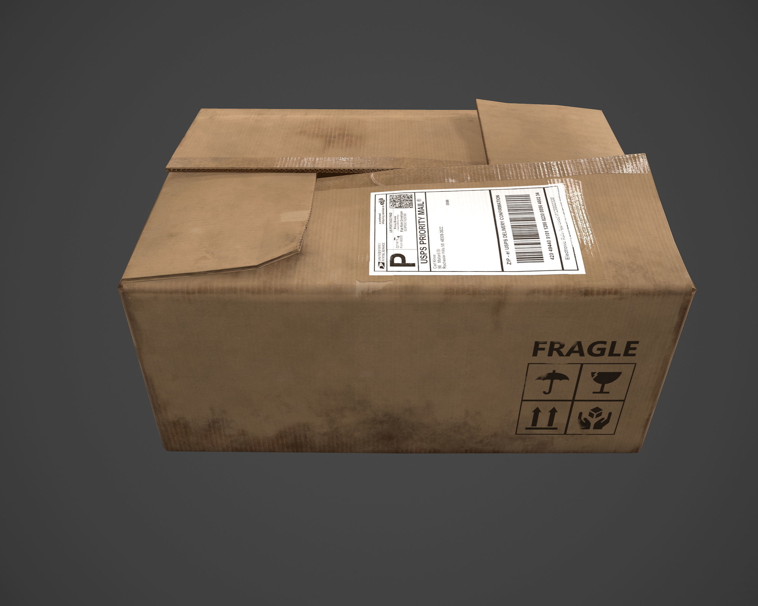 Carboard Box Low-poly 3D model_3