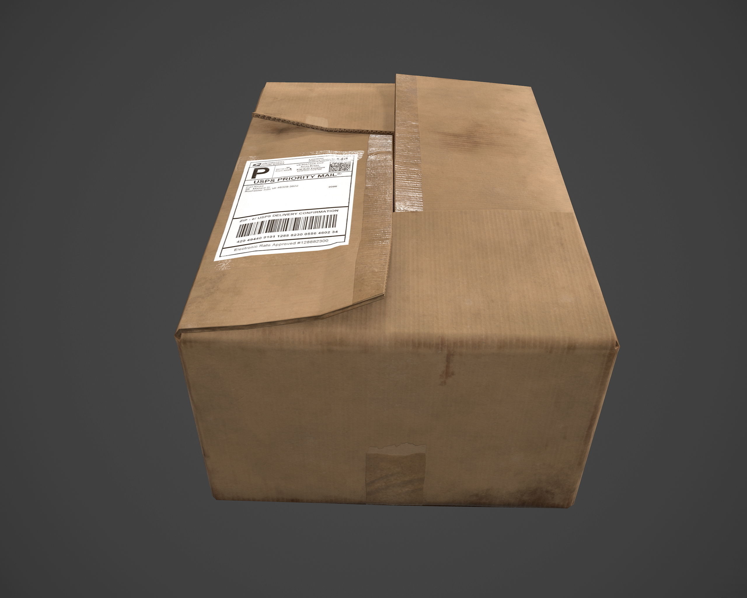 Carboard Box Low-poly 3D model_2
