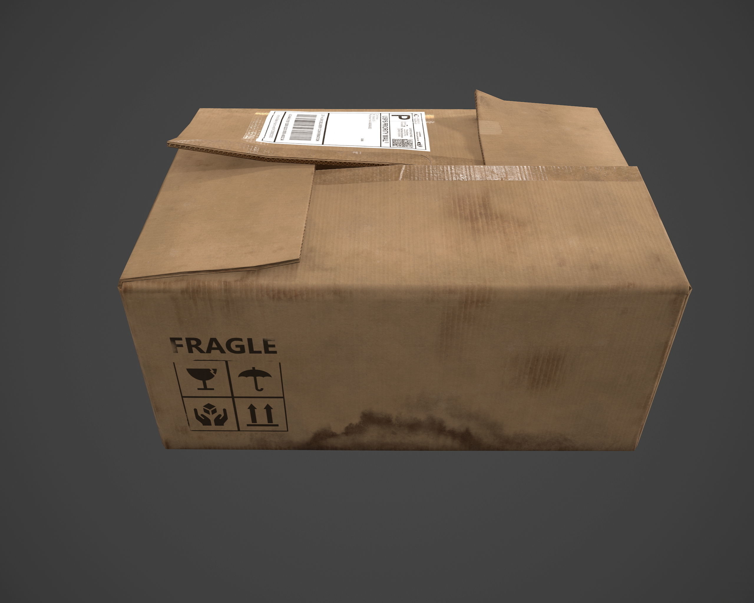 Carboard Box Low-poly 3D model_9