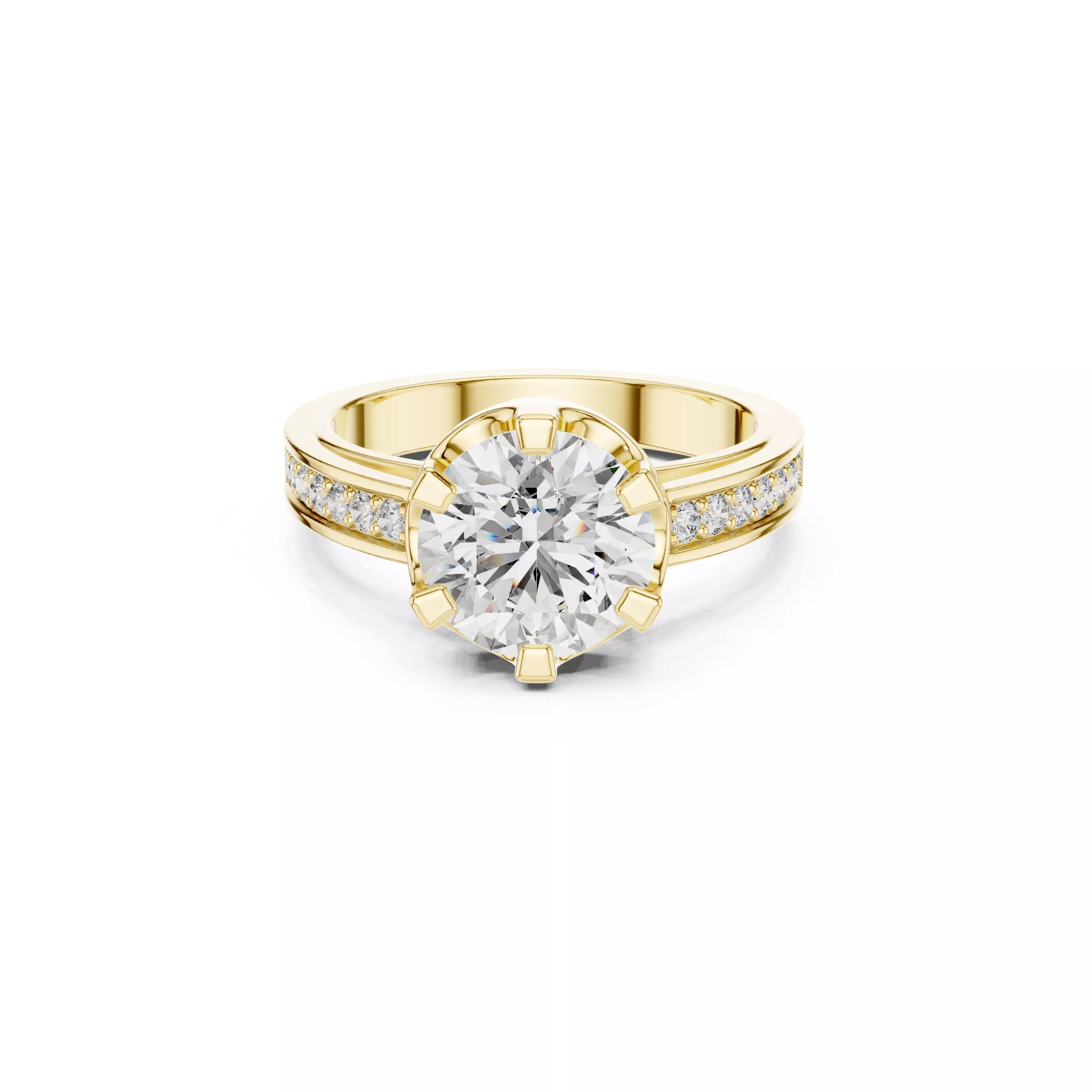 Buy Diamond Ring CAD Engagement Wedding Jewelry STL 3DM R6121 3D print model