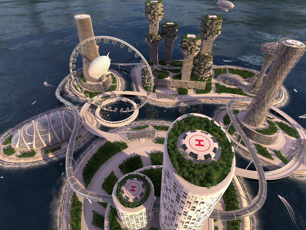 Future City and urban traffic 3D model_3