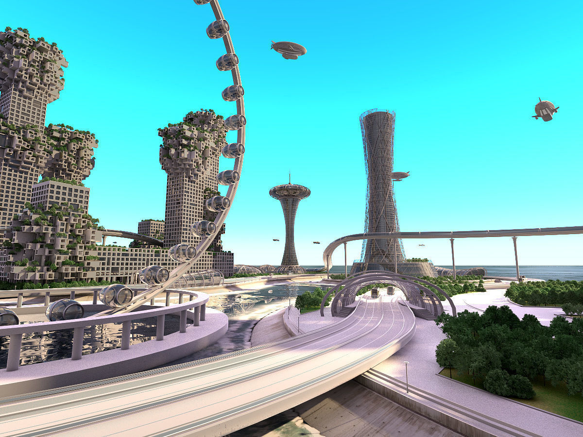 Future City and urban traffic 3D model_4