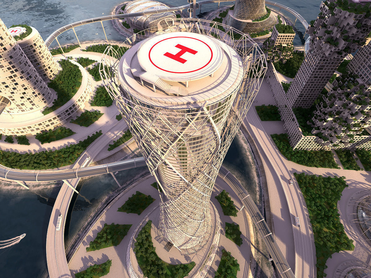 Future City and urban traffic 3D model_1