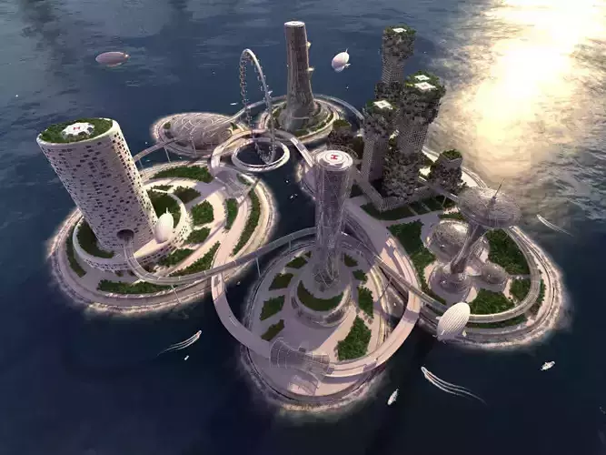 Future City and urban traffic 3D model