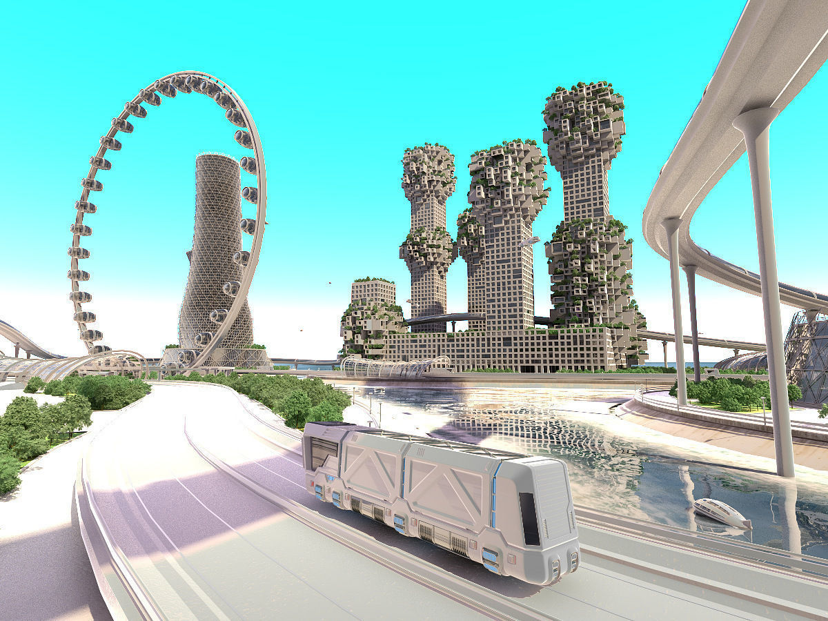 Future City and urban traffic 3D model_6