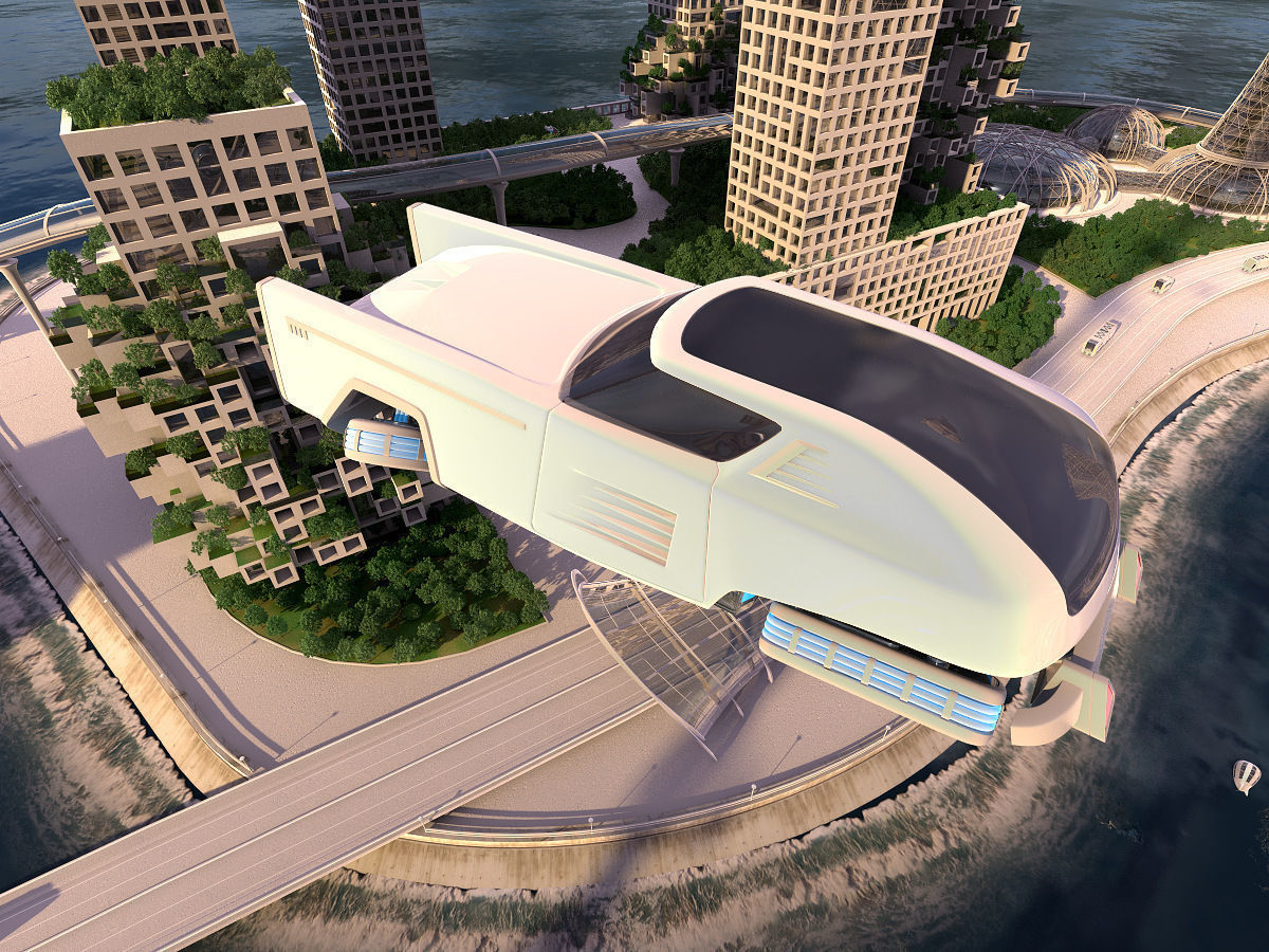Future City and urban traffic 3D model_2