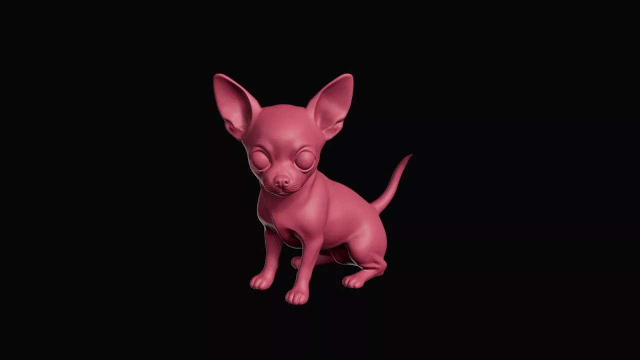 Sitting Miniature Chihuahua Dog Figurine 3D print model