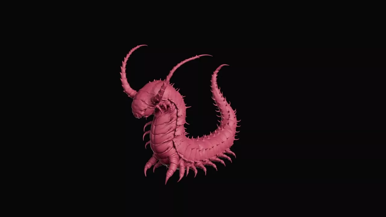Giant Horned Centipede Monster Miniature 3D print model