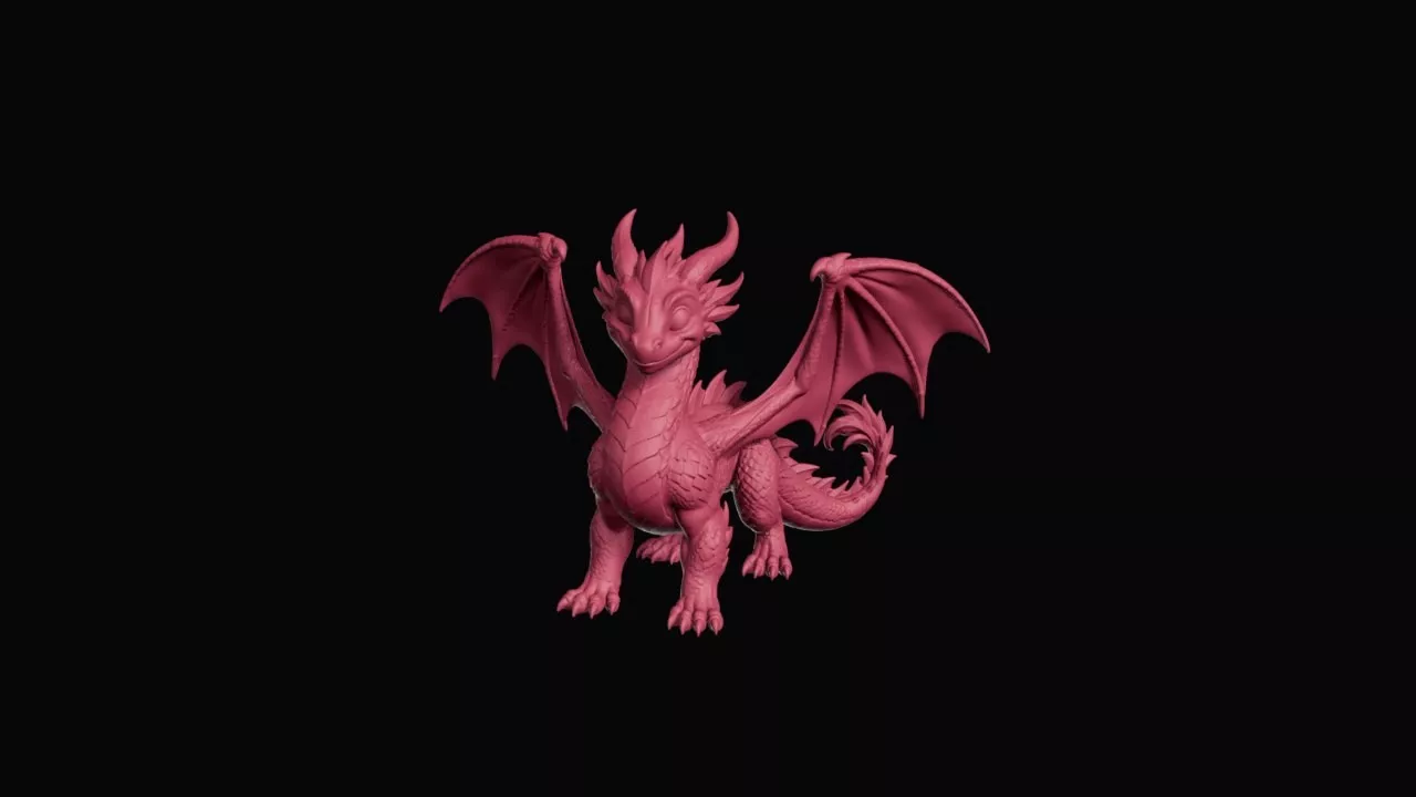 Playful Young Wyrm Dragon Figurine 3D print model