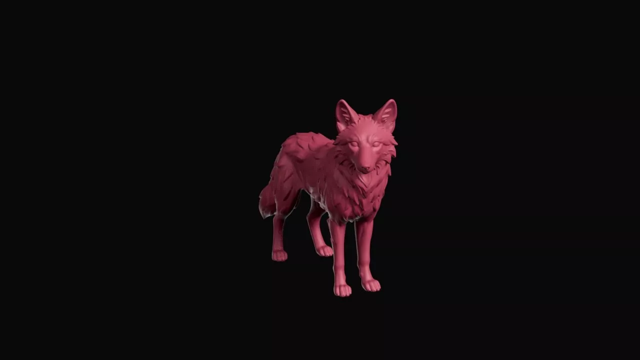 Stylized Standing Prairie Coyote Figurine 3D print model