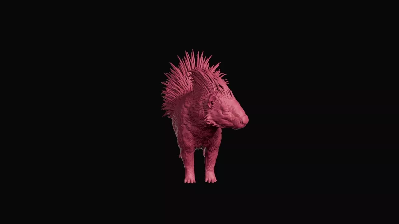 Crested Porcupine Wildlife Sculpture 3D print model
