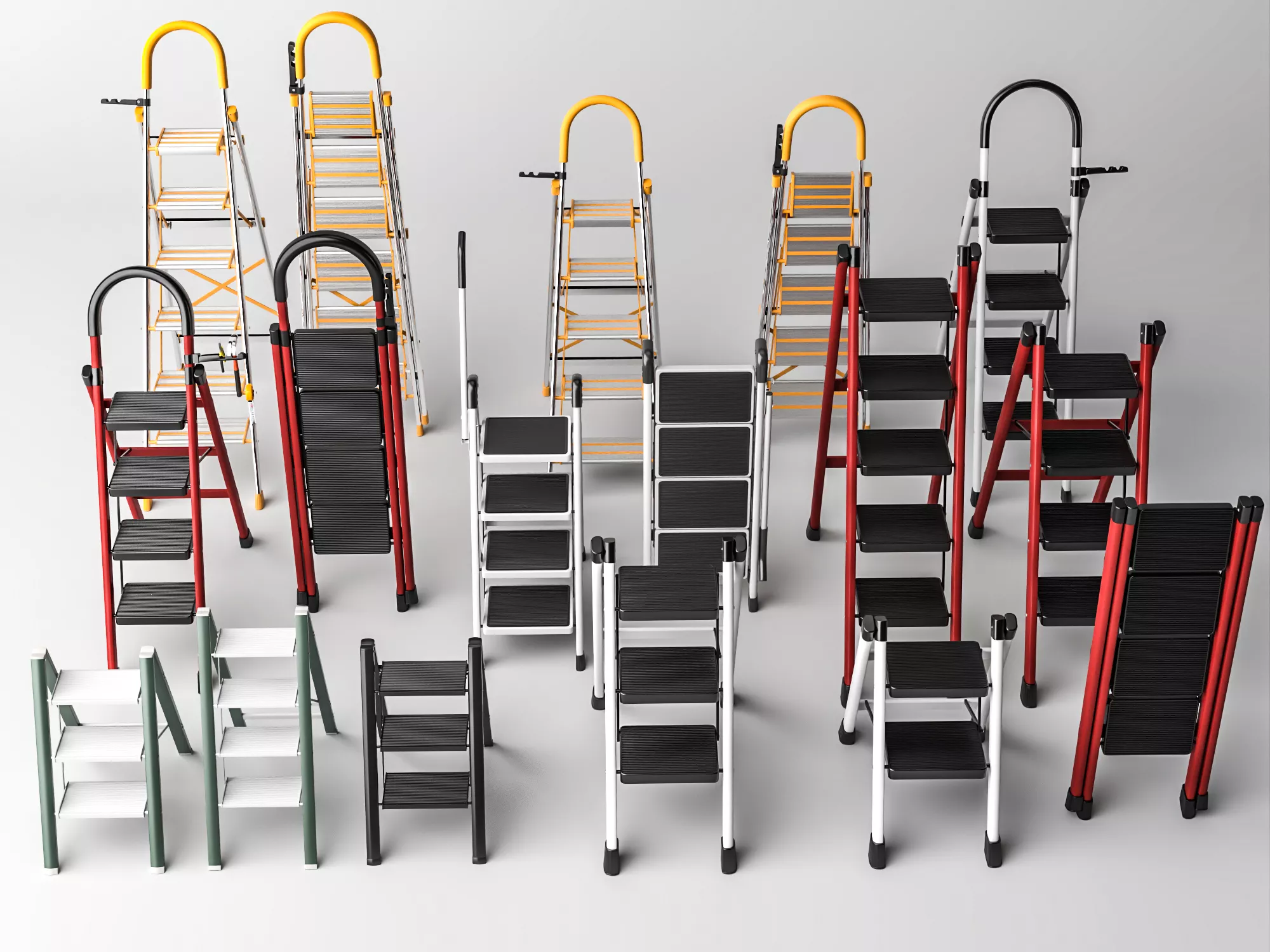 Folding Step Ladders Collection 3D model