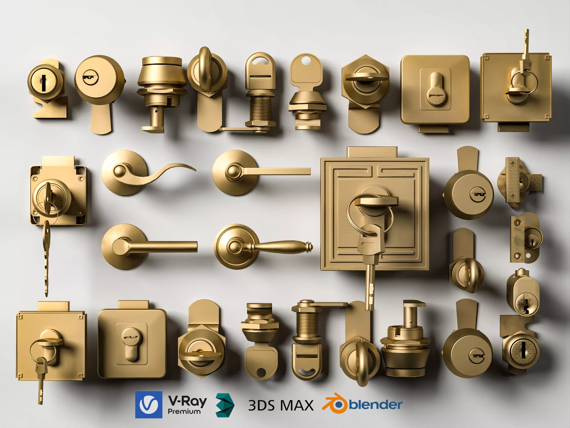 Door Locks and Hardware Collection 3D model