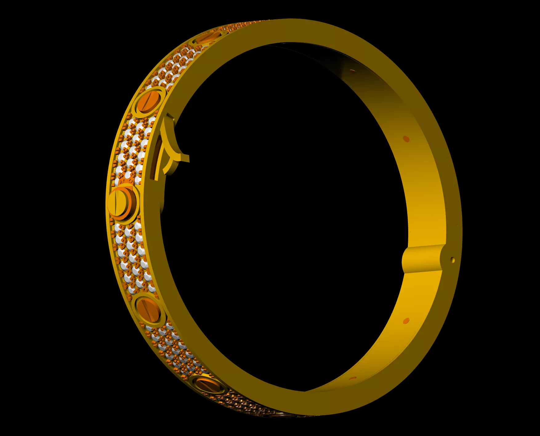 diamond bangle design with lock mechanism cad file 3D print model