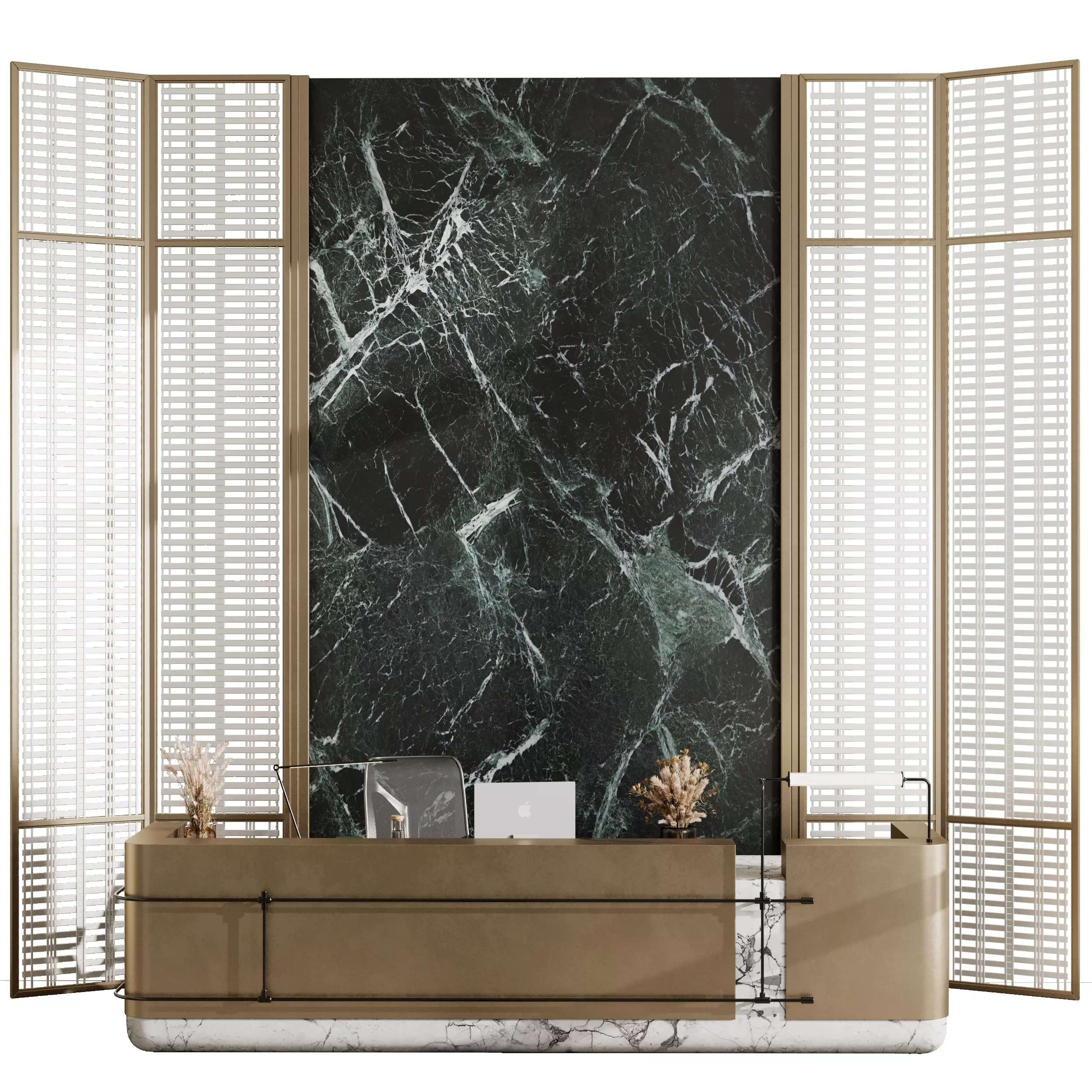 Reception Desk and Wall Decor - office furniture 97 3D model