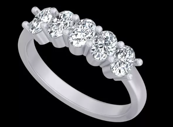 Five Stone Oval Diamond Band Ring 3D Model 3D print model