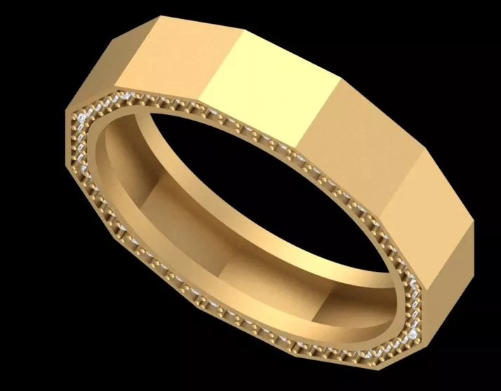 Octagon Diamond Eternity Band Ring 3D Model Free 3D print model