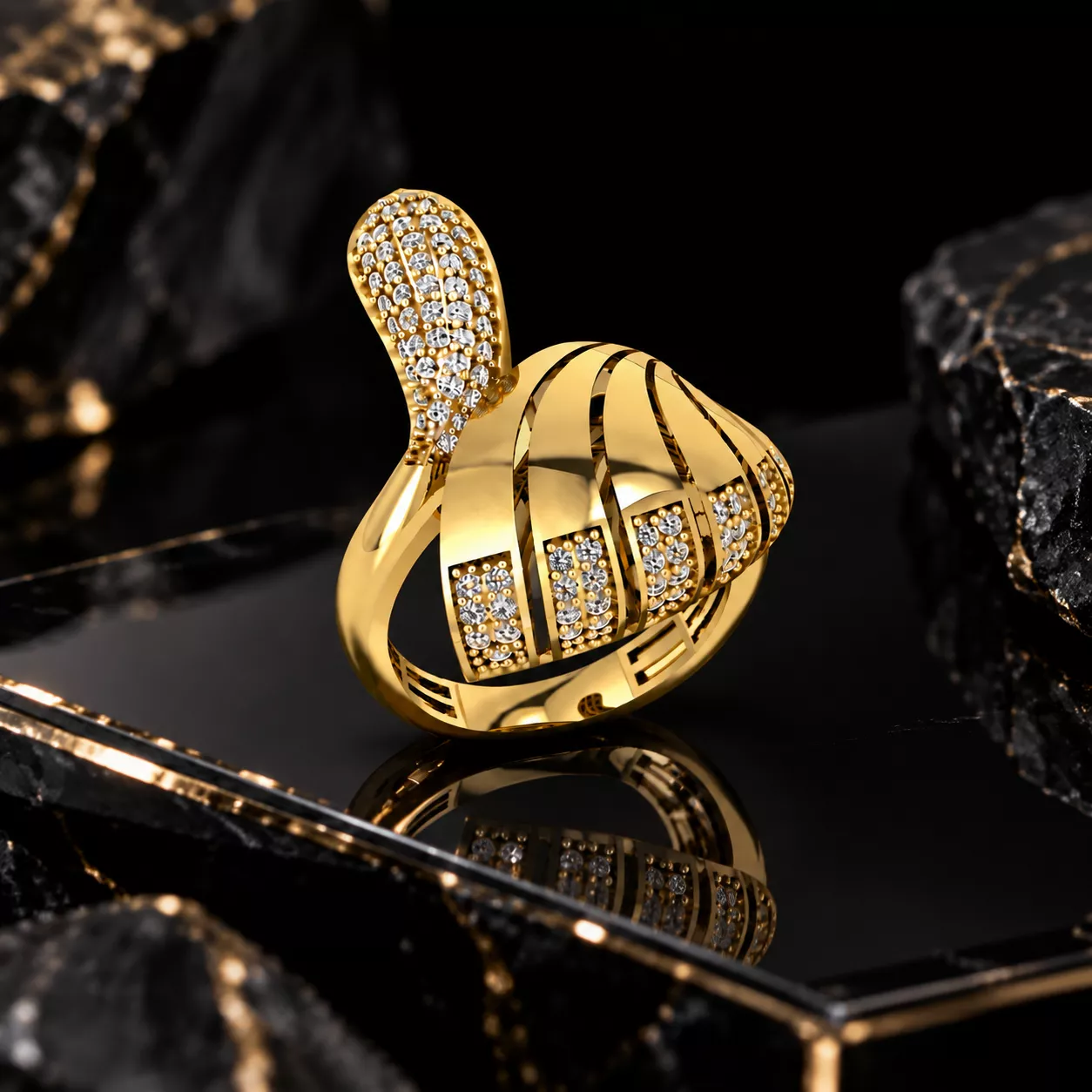 Dome-shaped ring 3D print model