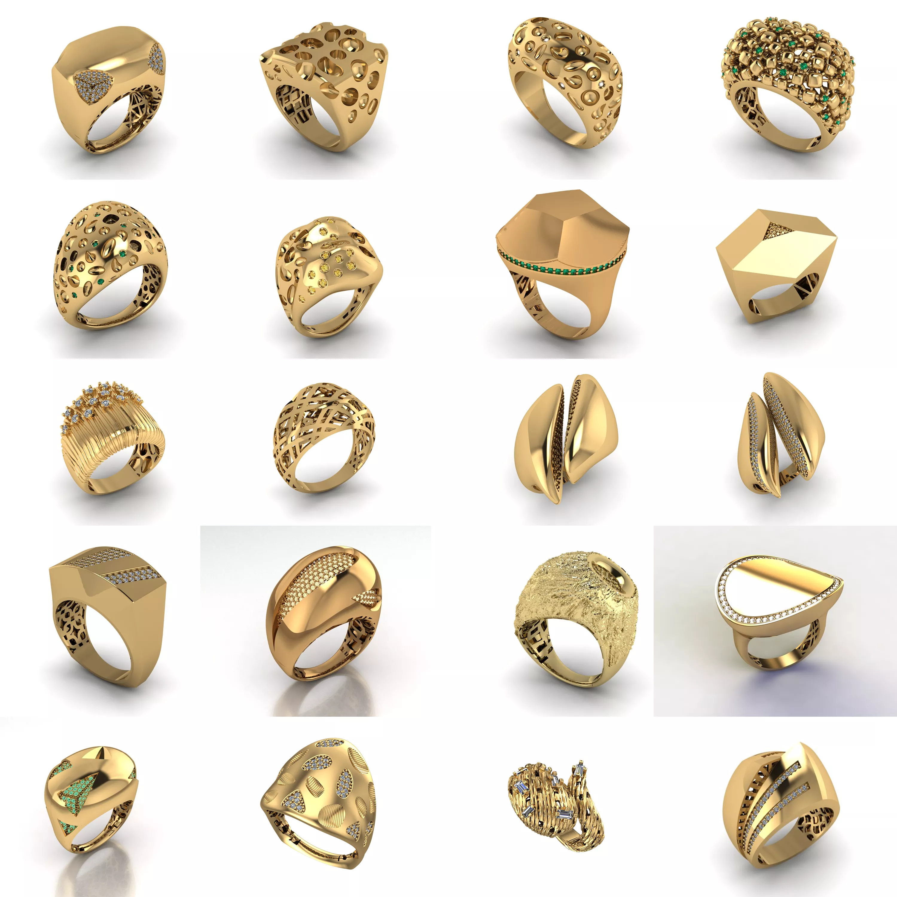 20 Contemporary Statement Ring CAD Designs 3DM Collections 3D print model