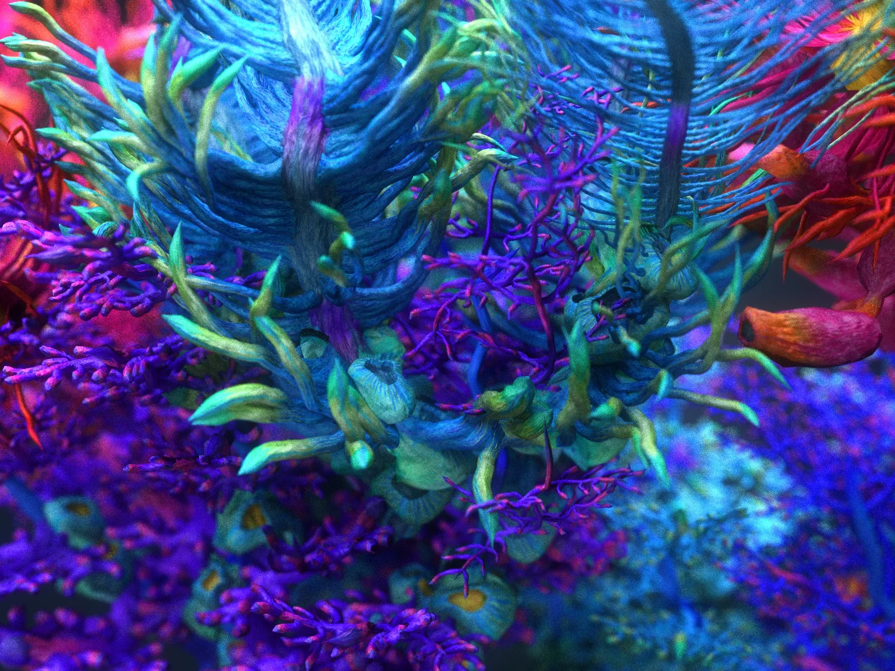 Coral reef plants Animated Pack 10 Low-poly 3D model
