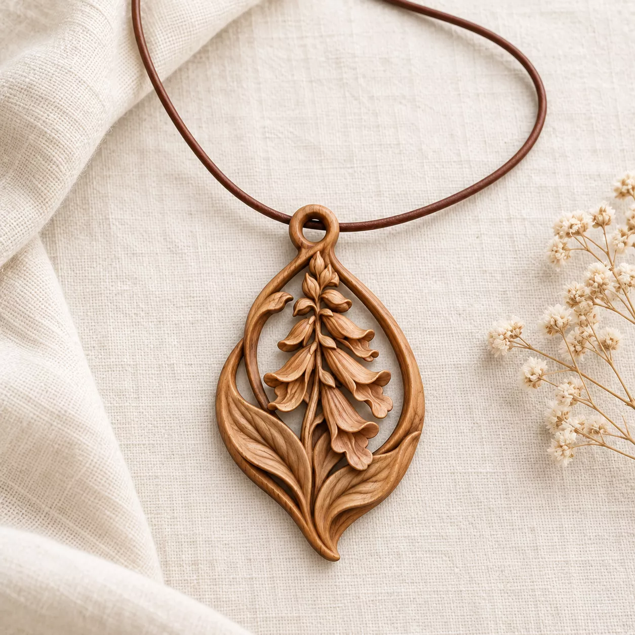 Floral Wood Carving Pendant STL CNC Relief 3D Model Design 3D print model