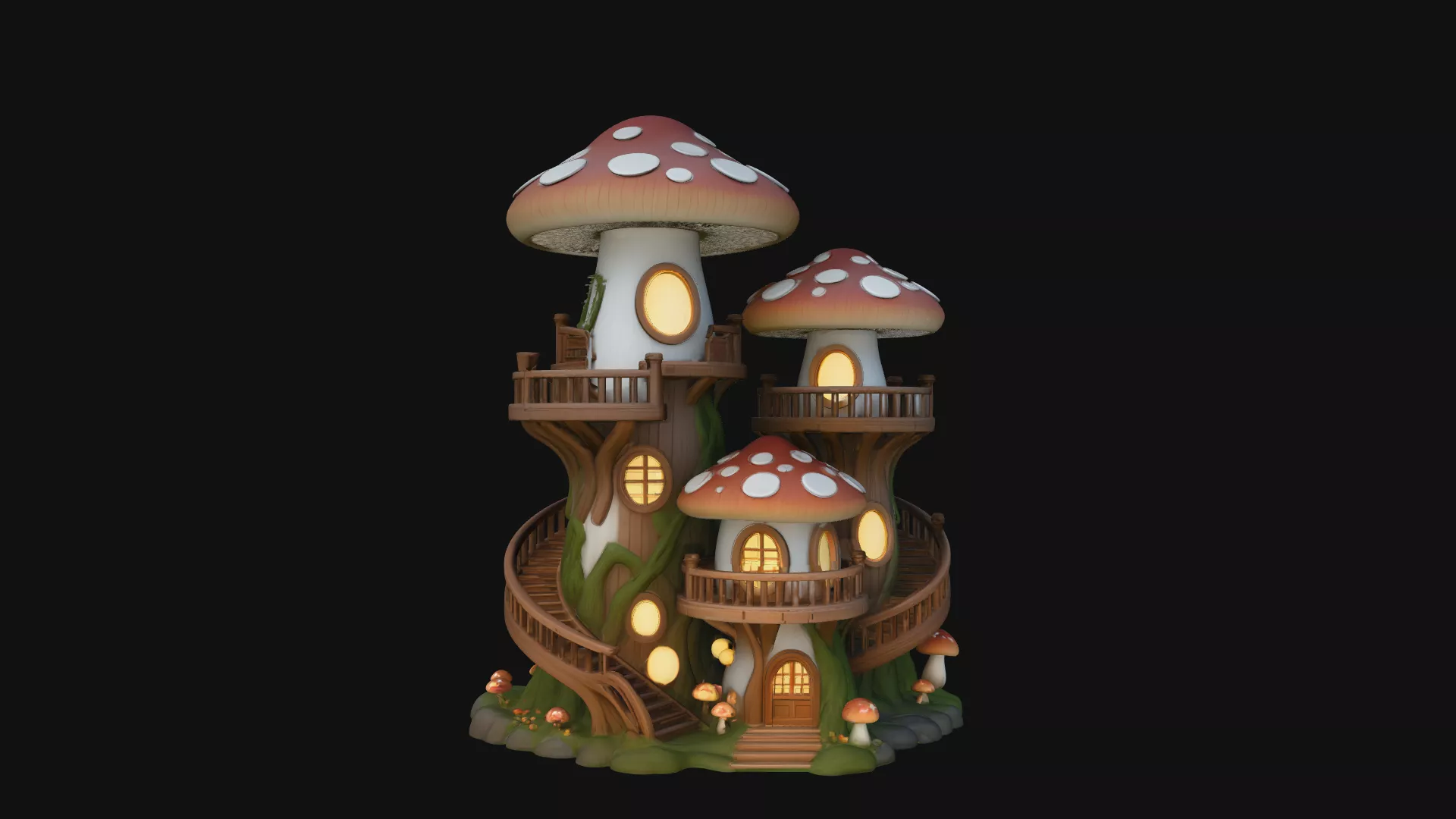 Mushroom Fairy House Model Design 1 - 3D Print Model 3D print model