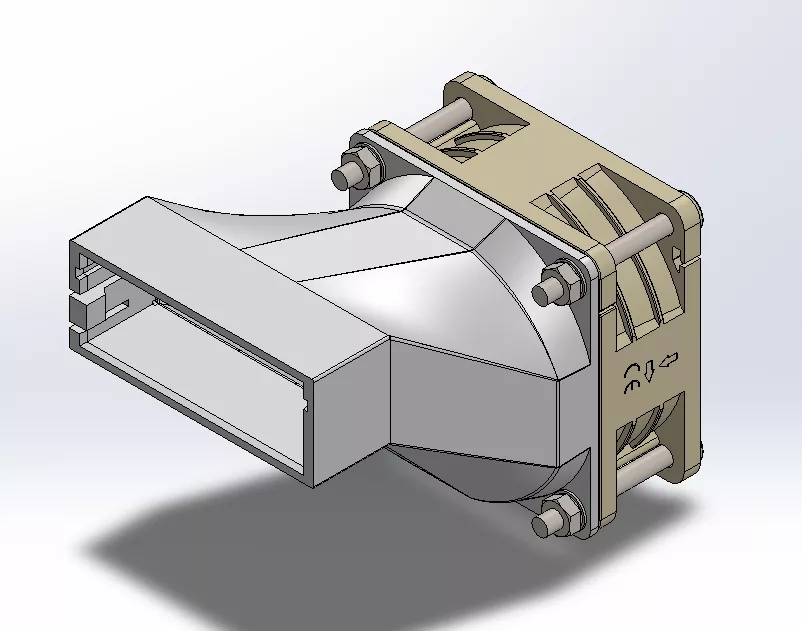 Tesla duct for 60x60x25 fan - v2 3D print model