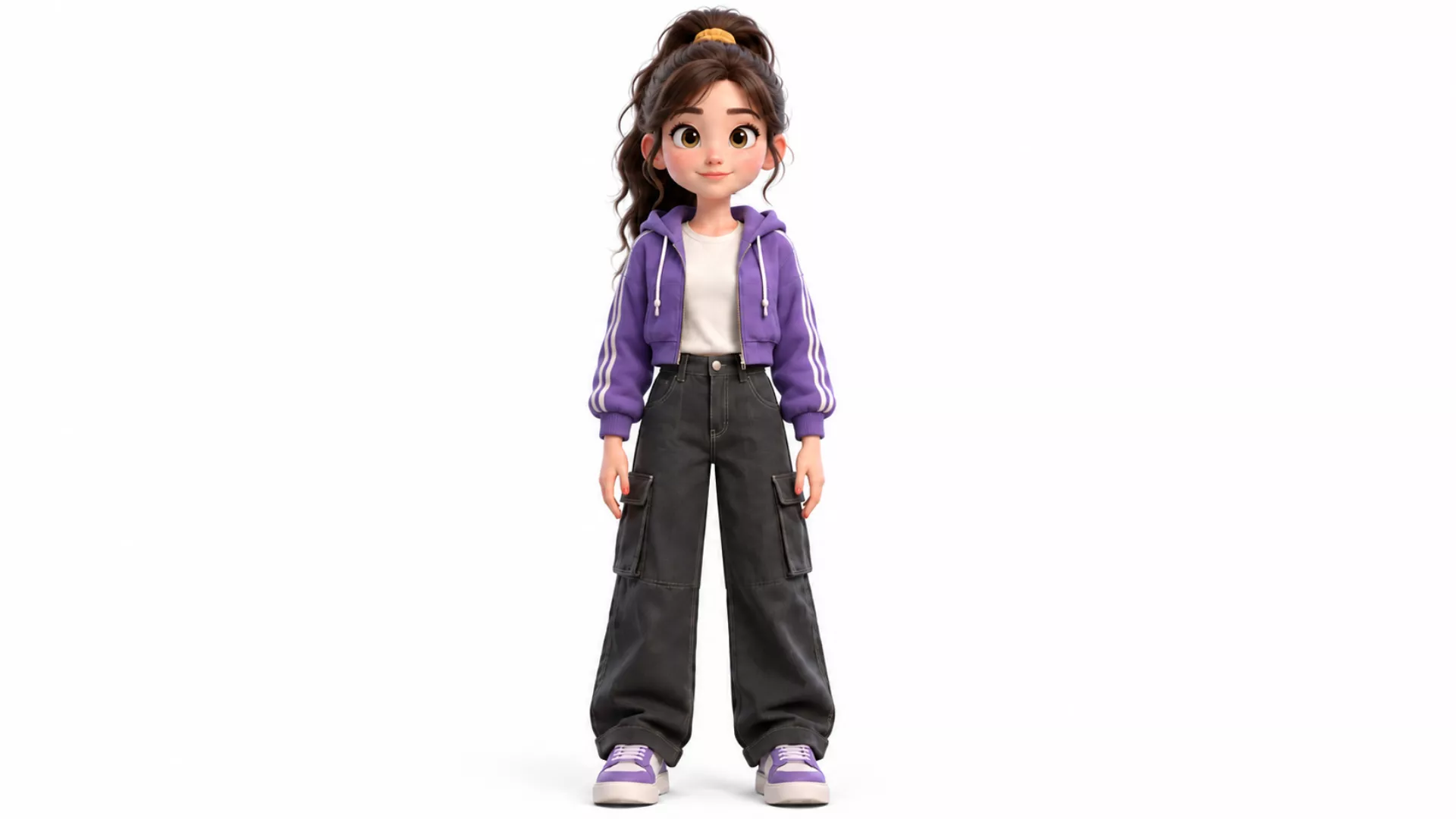 Stylized Cute Girl Character 3D Cartoon Animated Rigged Low-poly 3D model
