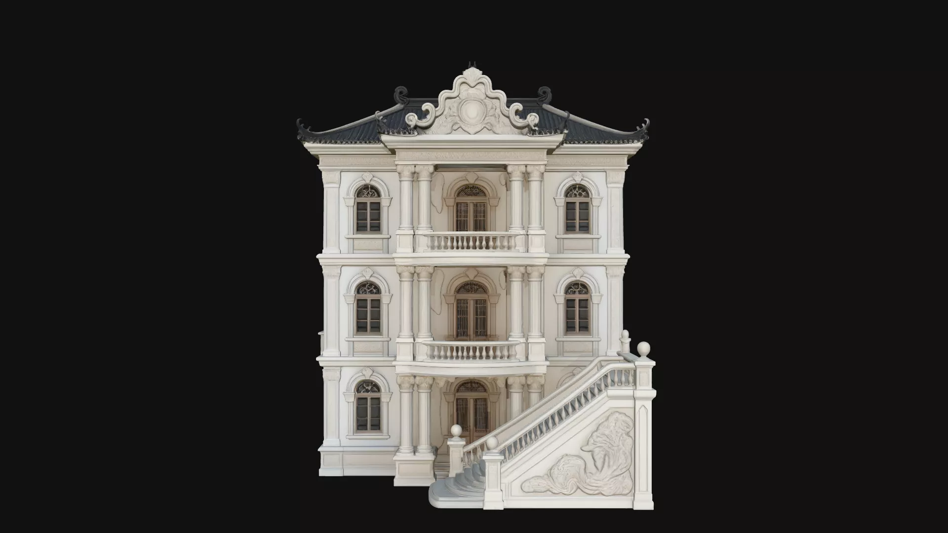 Baroque Mansion Model Design 1 - 3D Print Model 3D print model