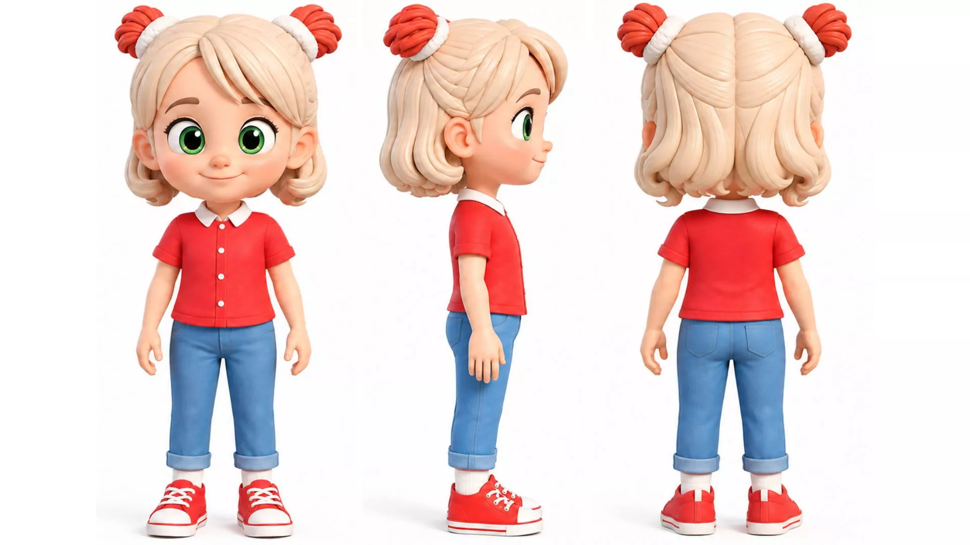 Stylized Cartoon Girl Kid Character Rigged and Animated Low-poly 3D model