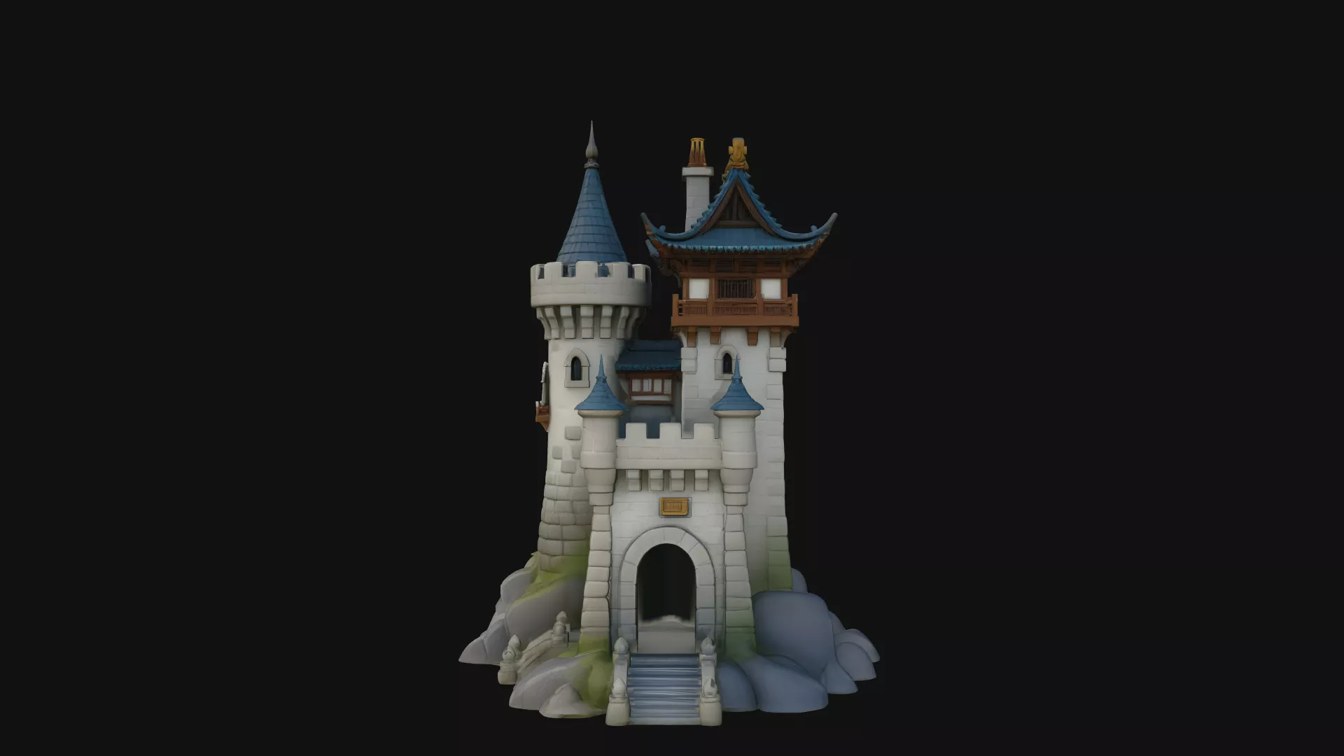 Stone Castle Tower Model Design 1 - 3D Print Model 3D print model