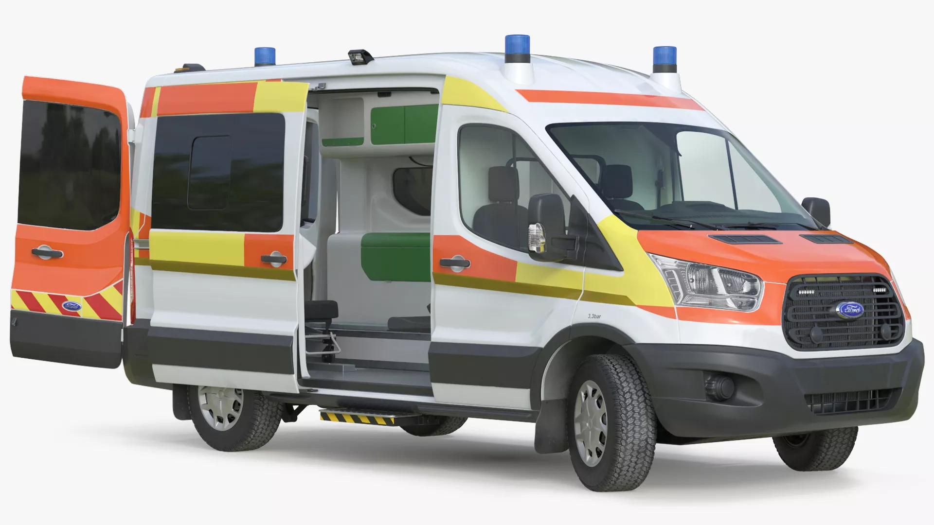 2020 Ford Transit Ambulance Van with Interior Rigged 3D model