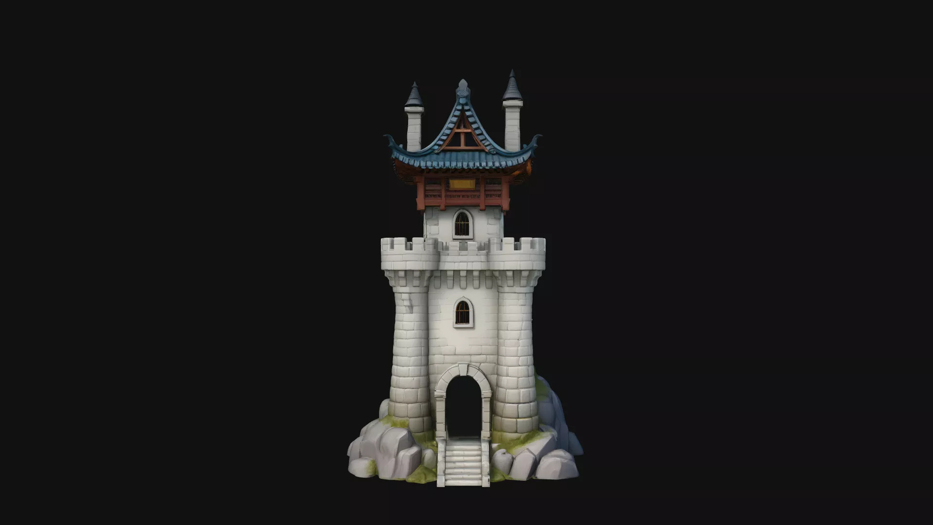 Stone Castle Tower Model Design 3 - 3D Print Model 3D print model