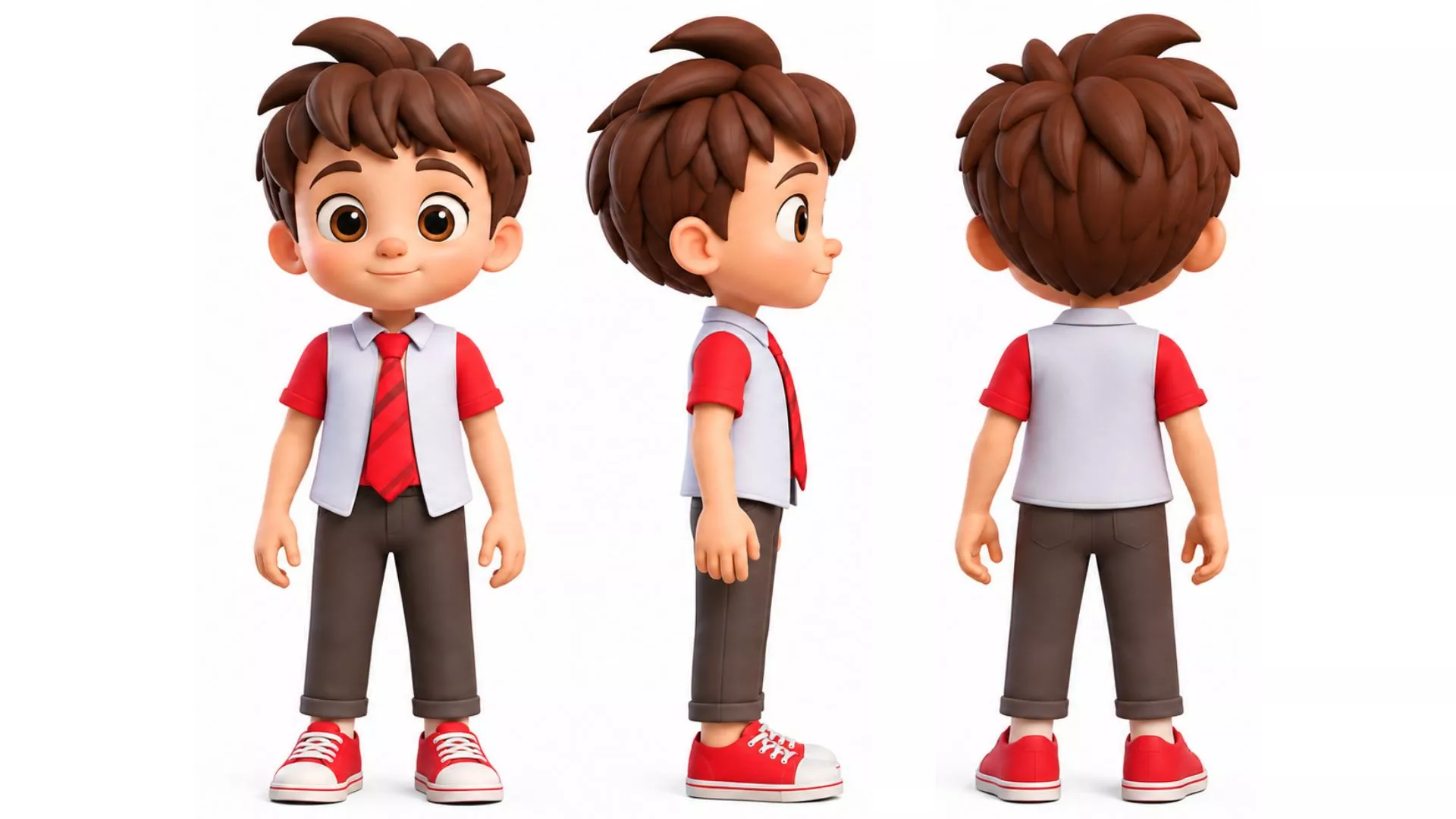 Stylized Cartoon Boy Kid Character Rigged and Animated Low-poly 3D model