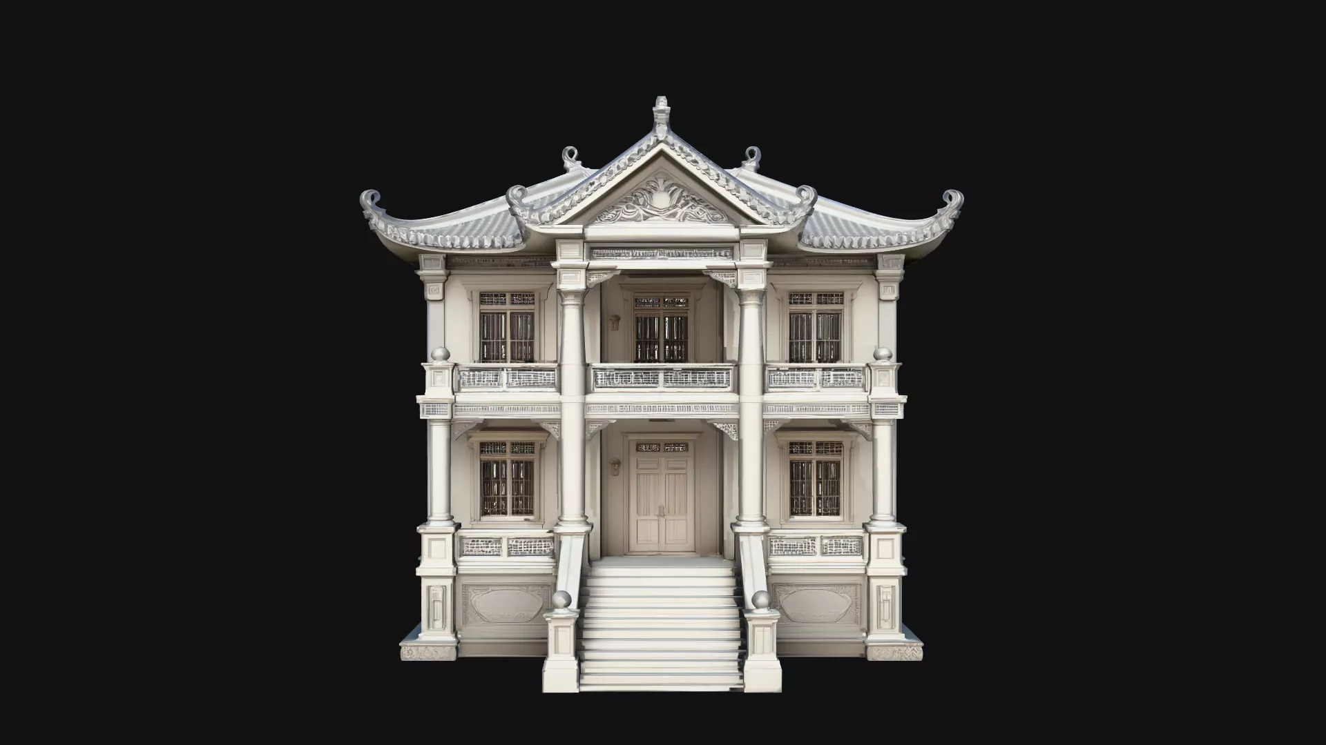 Pagoda Roof Villa Model Design 1 - 3D Print Model 3D print model