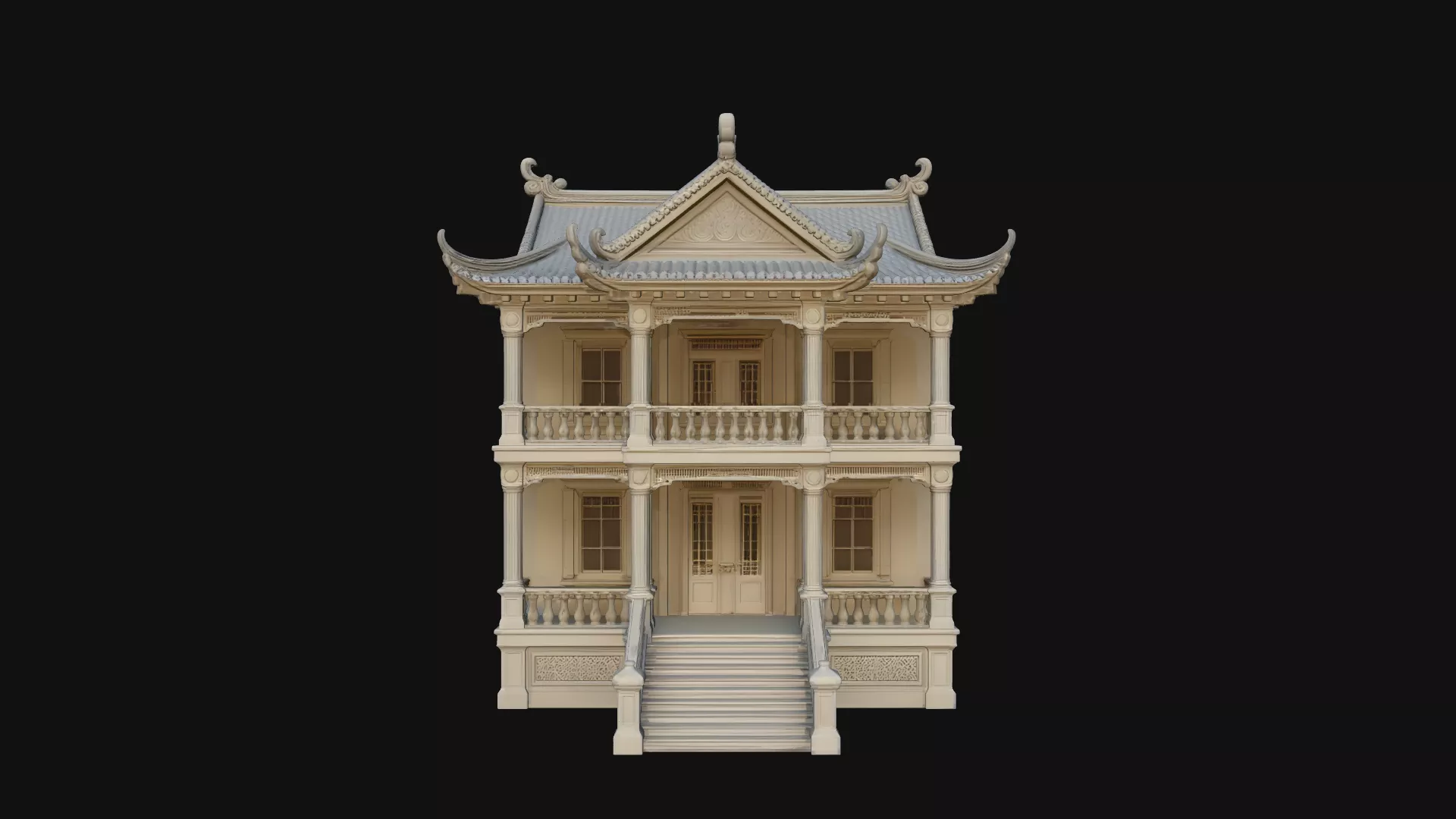 Pagoda Roof Villa Model Design 4 - 3D Print Model 3D print model