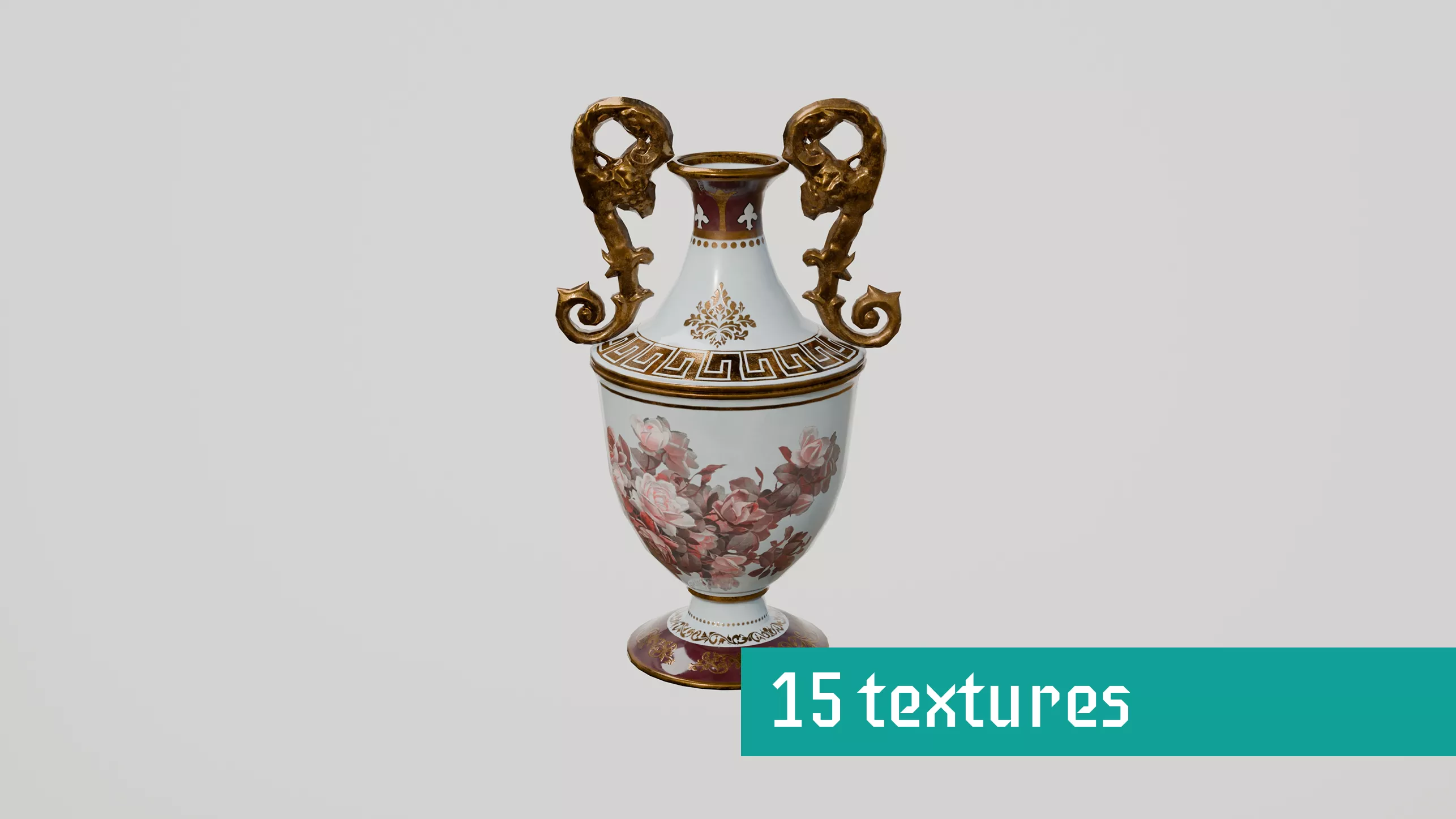 Victorian Porcelain Floor Vase 15 Color Variants 3D model