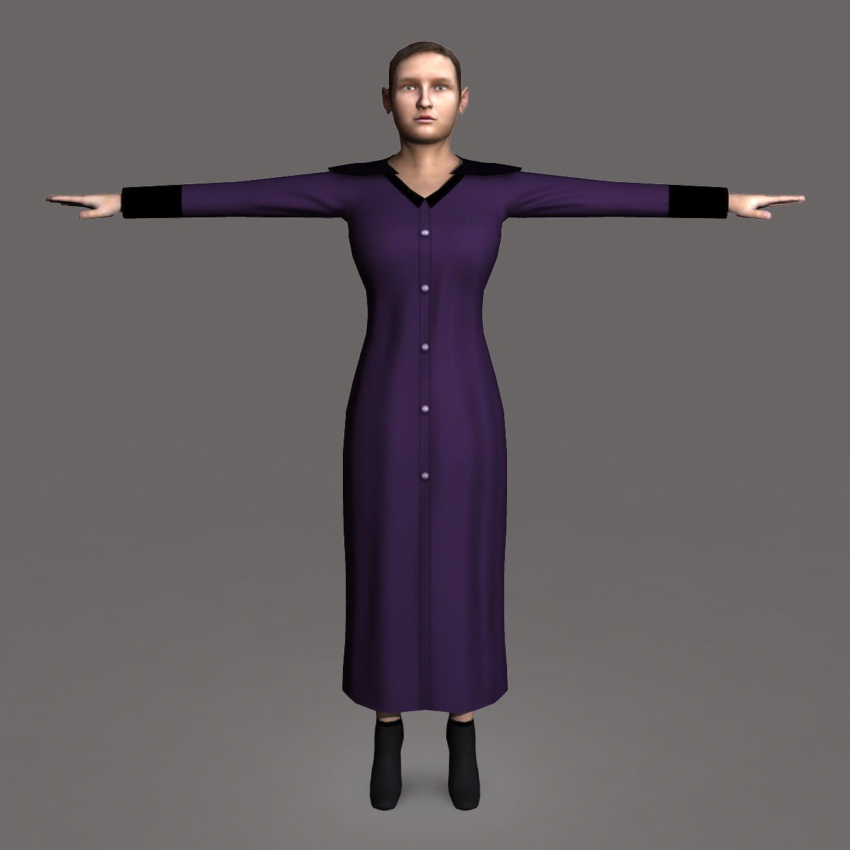 Casual Female 02 Low-poly 3D model_2