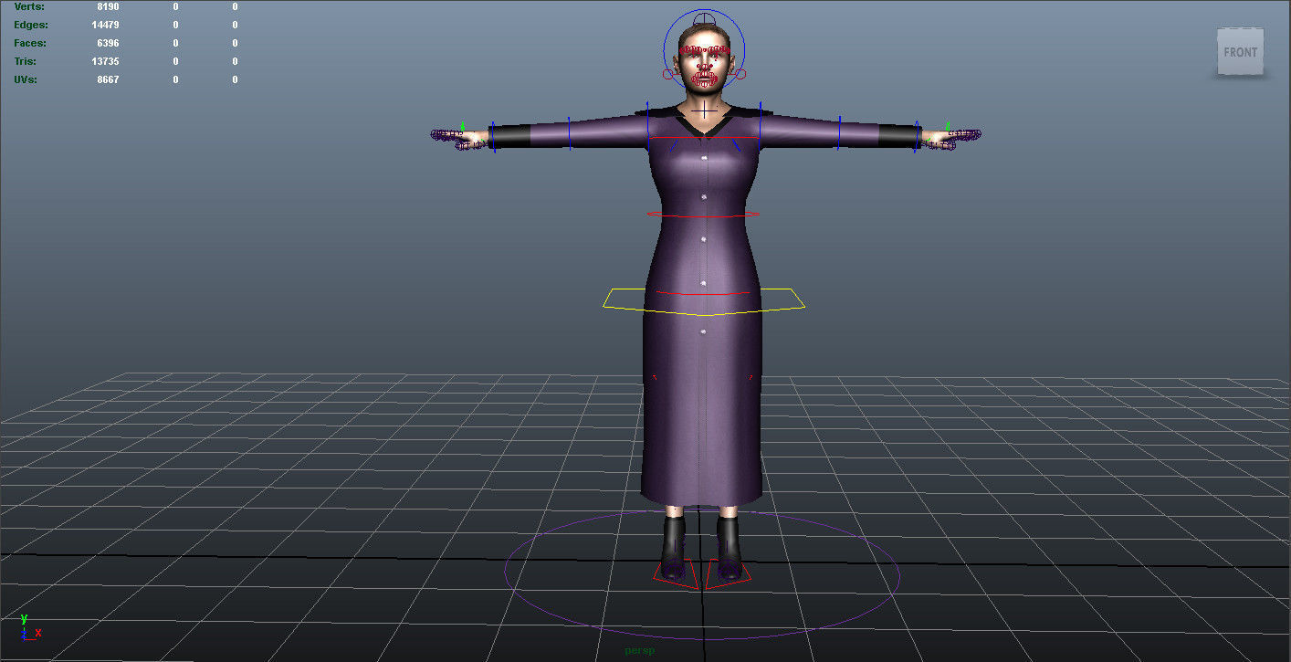 Casual Female 02 Low-poly 3D model_4