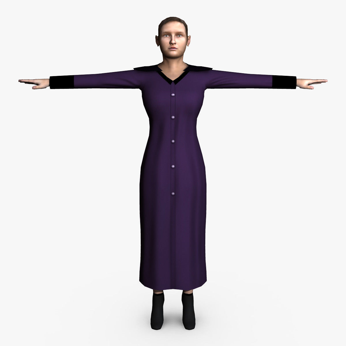 Casual Female 02 Low-poly 3D model_1