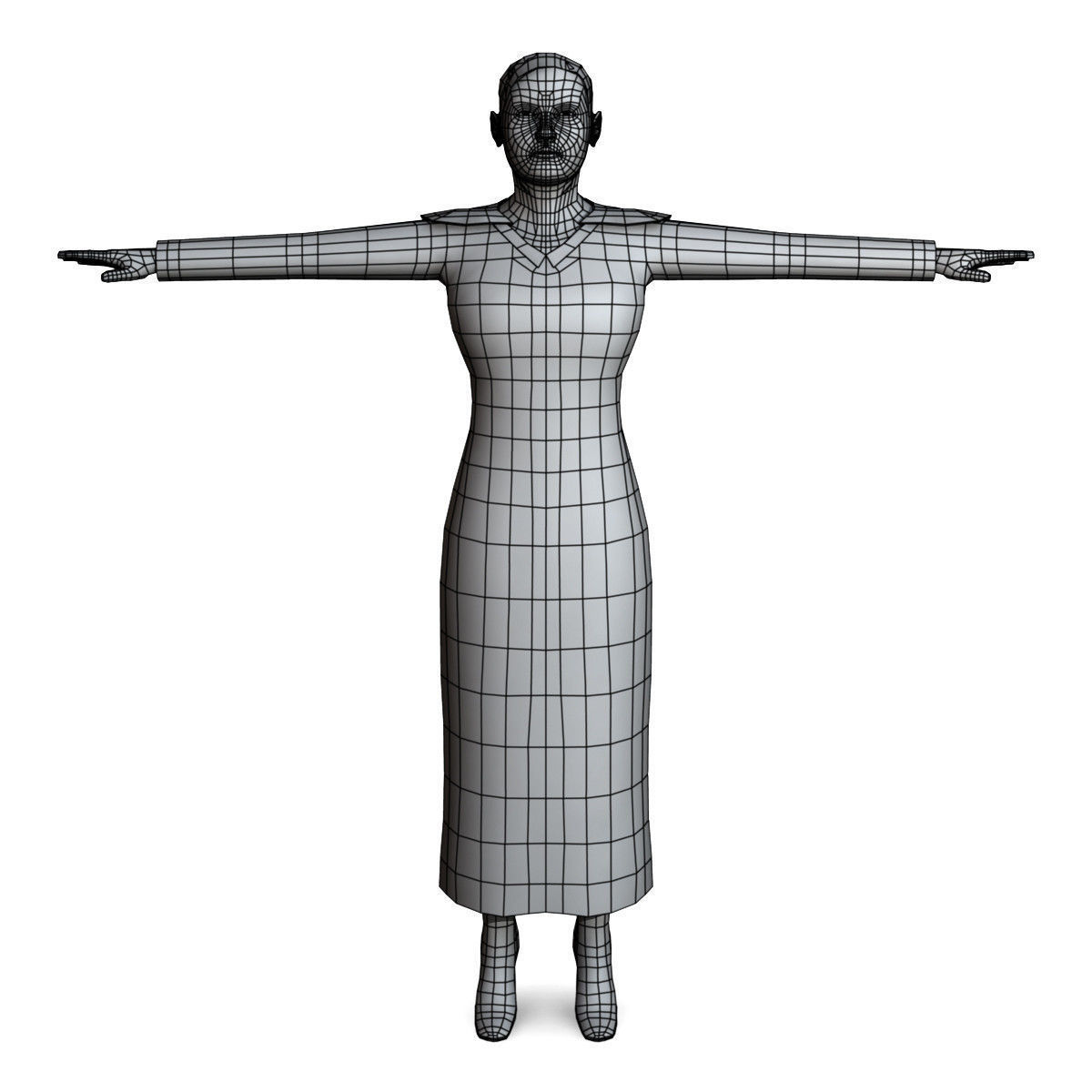 Casual Female 02 Low-poly 3D model_9