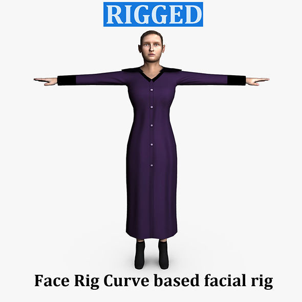 Casual Female 02 Low-poly 3D model_8