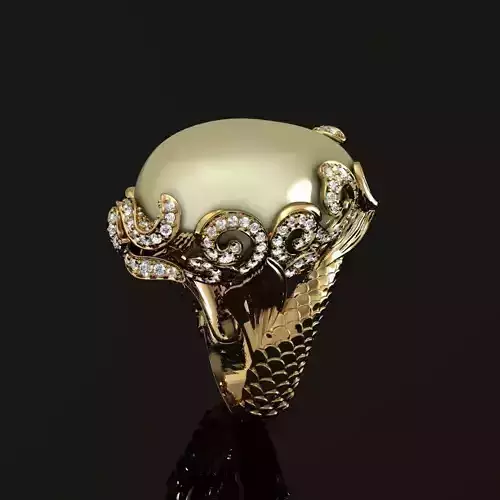 Ring gold with pearls and diamonds