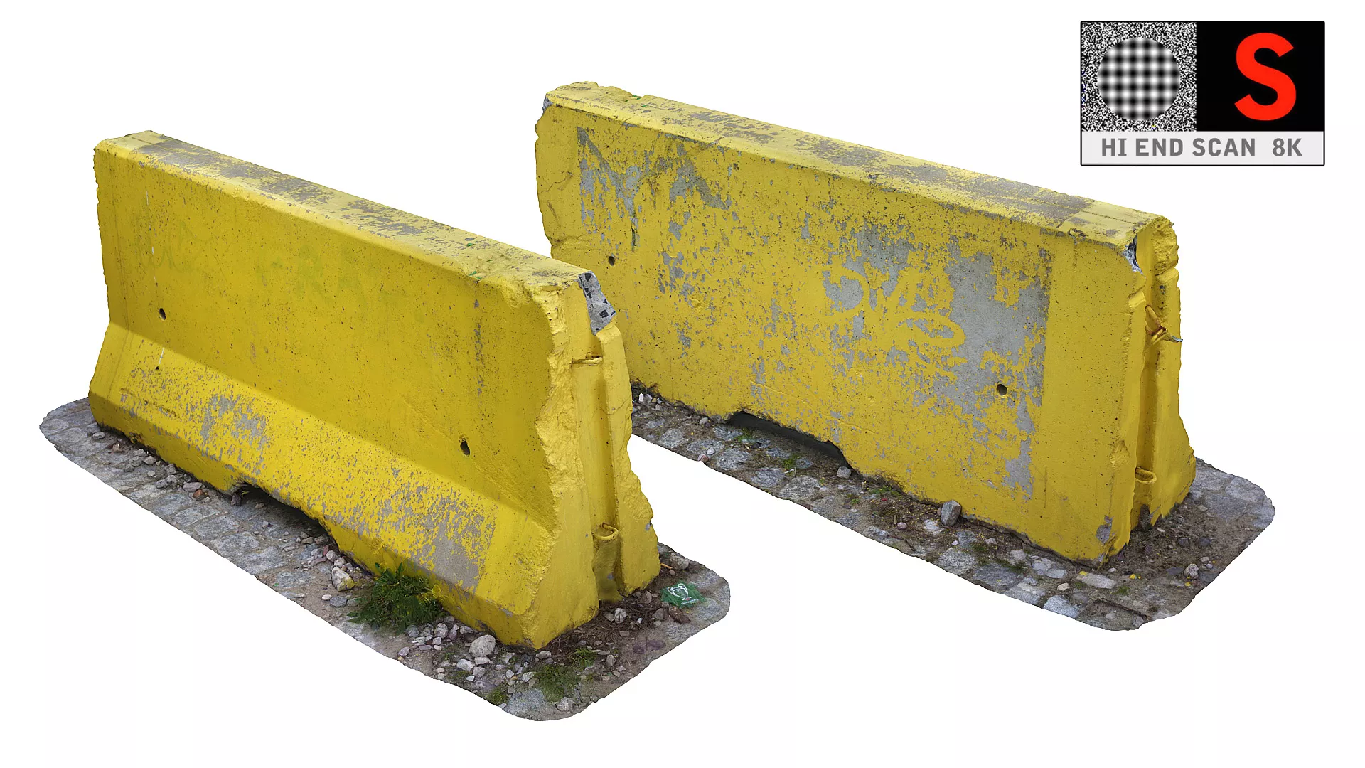 Traffic barrier Scan 8K Low-poly 3D model