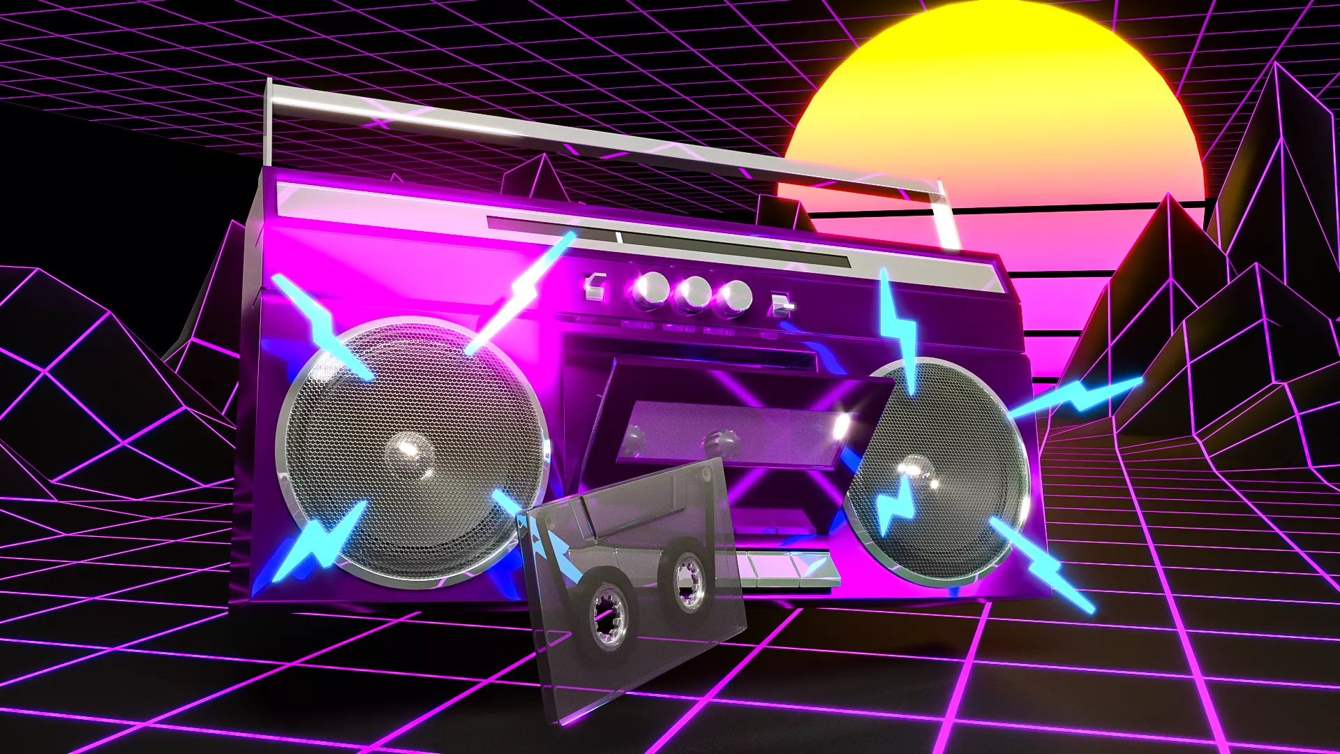 Radio 80s Retro Wave 3D model