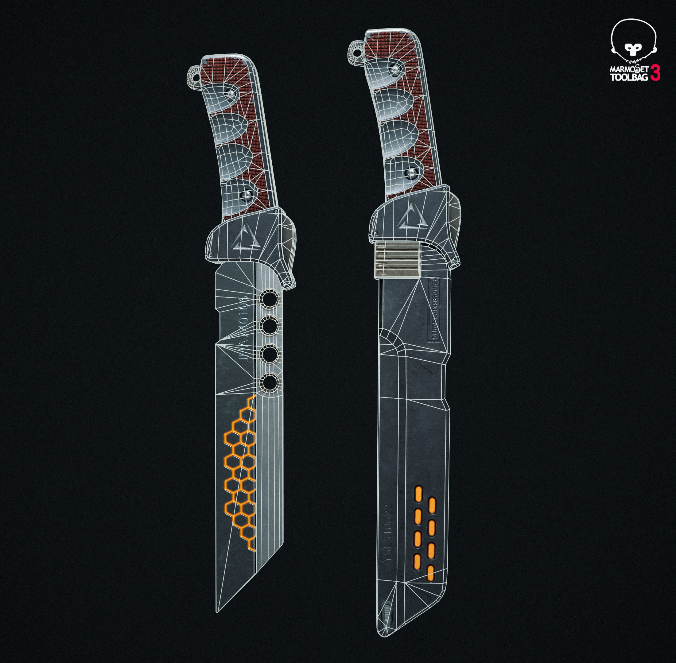 futuristic Knife sword for game Low-poly 3D model_1
