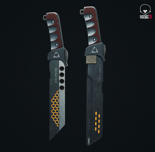 futuristic Knife sword for game Low-poly 3D model